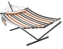 Load image into Gallery viewer, Large Camping Hammock w/ Stand - 55&quot; x 79&quot;, Hardwood Bar, Nylon Rope