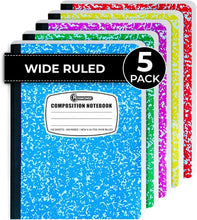 Load image into Gallery viewer, Bulk 48-Pack Composition Notebooks, 200 Wide-Ruled Pages, 9-3/4 x 7-1/2, For School