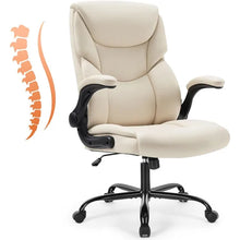 Load image into Gallery viewer, Cream Colored High Back Computer Gaming Chair - Flip-Up Arms, Desk Task