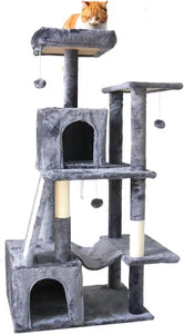 Indoor Cat Tree Tower 53": Multi-Level w/ Sisal Post, Condo, Hammock, Ball for Cats