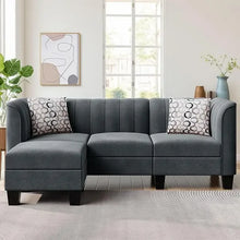 Load image into Gallery viewer, Linen Fabric L-Shaped Sectional Sofa | 3-Seat Small Couch for Living Room