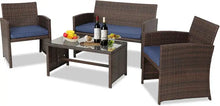 Load image into Gallery viewer, &quot;Outdoor Wicker Sofa Set with Cushions &amp; Coffee Table – Stylish Rattan Garden Furniture