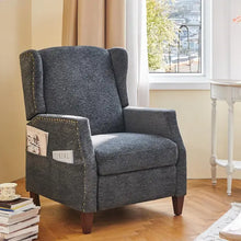 Load image into Gallery viewer, Pushback Recliner Chair with Storage: Upholstered Fabric Armchair, Living Room
