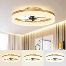 Load image into Gallery viewer, White 19.7&quot; Flush Mount Ceiling Fan with Lights - Low Profile, Remote Control