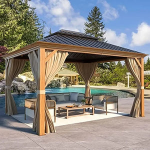 12'x16' Outdoor Gazebo - Aluminum Frame and Single Galvanized Steel Roof, Metal Patio Gazebo