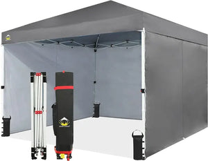 Durable 10x10 Commercial Canopy Tent, Instant Pop Up with Center Lock & 4 Walls