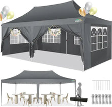 Load image into Gallery viewer, 10&#39;x20&#39; Pop-Up Canopy Tent with 6 Removable Walls, Waterproof UV50+ Gazebo