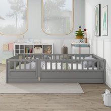 Load image into Gallery viewer, Montessori Wooden Children&#39;s Floor Bed with Integral High Security Barrier