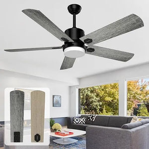 52" Ceiling Fan with 6-Speed Reversible DC Motor - Adjustable Light, 5 Blades