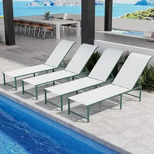 Load image into Gallery viewer, Outdoor Beach Chair - Set of 4 Aluminum Patio Reclining Chaise Lounge Chairs