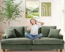 Load image into Gallery viewer, 87&quot; Green Corduroy Couch, Extra Deep 21&quot; Seats for Comfortable Living Room Sofa