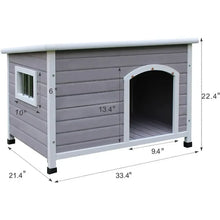 Load image into Gallery viewer, Cute Wooden Dog House - 33.4&quot; Weatherproof Outdoor Pet Home w/ Door