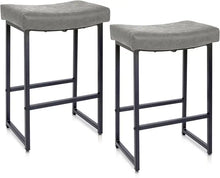 Load image into Gallery viewer, &quot;Set of 4 Modern PU Leather Bar Stools with Tufted Back &amp; Metal Legs - Kitchen &amp; Dining