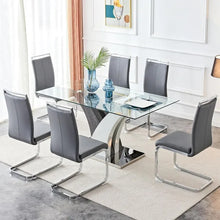 Load image into Gallery viewer, &quot;Modern 63&quot; Dining Table Set with 6 PU Leather Chairs &amp; Rectangular Glass Top