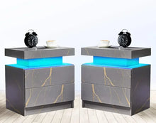 Load image into Gallery viewer, &quot;Modern Nightstand with 2 Drawers &amp; LED Light – Stylish Bedside Table for Bedroom