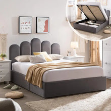 Load image into Gallery viewer, &quot;Queen Bed Frame with Hydraulic Storage &amp; Headboard - Platform, No Spring Needed