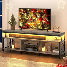 Load image into Gallery viewer, LED TV Stand - 70/65&quot;, Open Storage, Power Socket | Industrial Style