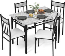 Load image into Gallery viewer, Dining Table Set for 4 - Metal Frame Kitchen Table and Padded Seat Chairs