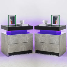 Load image into Gallery viewer, &quot;Modern Nightstand with 2 Drawers &amp; LED Light – Stylish Bedside Table for Bedroom