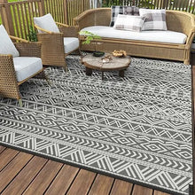 Load image into Gallery viewer, &quot;Large Reversible Outdoor Mat for Patio &amp; RV – LED Strip Lights, Waterproof Plastic Straw Rug