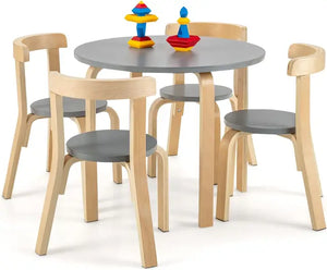 Toddler Table and 4 Chair Set, 5-Piece Wooden Activity Furniture for Kids