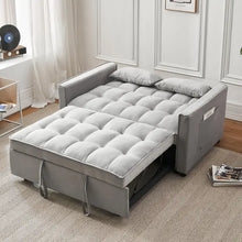 Load image into Gallery viewer, &quot;Modern Velvet 3-in-1 Sofa Bed with Adjustable Backrest &amp; Storage + Pillows