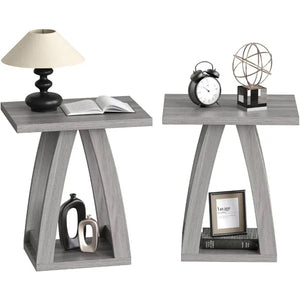 "Modern 2-Piece Side Table Set - 2-Tier Nightstand for Living Room & Bedroom