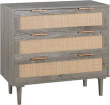 Load image into Gallery viewer, Wood 3-Drawer Dresser Chest, Rattan-Accented Storage for Kids&#39; Bedroom