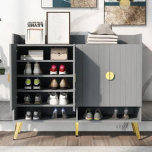 Load image into Gallery viewer, 11-Tier Modern Shoe Cabinet, Wood, Doors, Adjustable Shelves, 47.2&quot; for Entryway