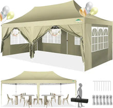 Load image into Gallery viewer, 10&#39;x20&#39; Pop-Up Canopy Tent with 6 Removable Walls, Waterproof UV50+ Gazebo