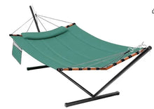 Load image into Gallery viewer, Large Camping Hammock w/ Stand - 55&quot; x 79&quot;, Hardwood Bar, Nylon Rope