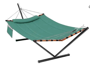 Large Camping Hammock w/ Stand - 55" x 79", Hardwood Bar, Nylon Rope