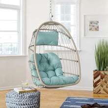 Load image into Gallery viewer, Rattan Hanging Egg Chair w/Stand - Wicker Patio Swing Cushion &amp; Cover Included