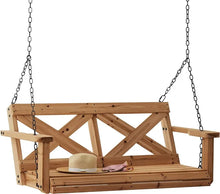 Load image into Gallery viewer, Outdoor Cedar Porch Swing - Farmhouse Style, Water Resistant 2-Person Seating