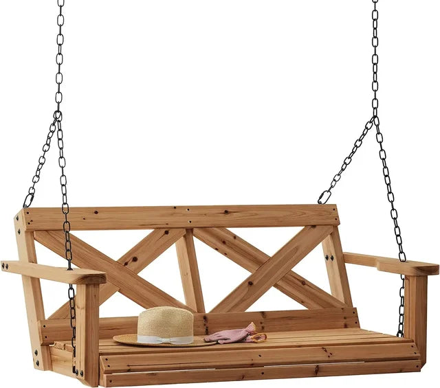 Outdoor Cedar Porch Swing - Farmhouse Style, Water Resistant 2-Person Seating