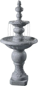 52" Two-Tier Outdoor Water Fountain - Realistic Icy Stone Texture for Patio