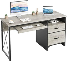 Load image into Gallery viewer, Home Office Desk - Industrial Style with Storage, Keyboard Tray, File Drawer