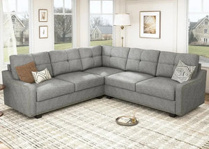 "Versatile L-Shaped Corner Sofa - Convertible 4-Seater for Small Spaces, Modern Design