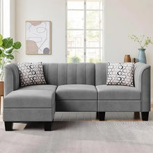 Load image into Gallery viewer, Linen Fabric L-Shaped Sectional Sofa | 3-Seat Small Couch for Living Room