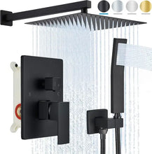 Load image into Gallery viewer, Elegant Black Shower Faucet Set w/ 8&quot; Rain Shower Head &amp; Handheld Spray