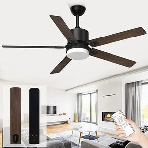 52" Ceiling Fan with 6-Speed Reversible DC Motor - Adjustable Light, 5 Blades