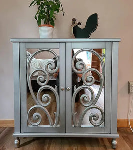 Accent Storage Cabinet with Doors & Shelves, Modern Mirror Door Accent Cabinet