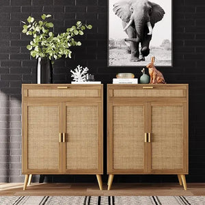 "Set of 2 Floor Standing Storage Cabinets - Freestanding Bathroom & Living Room