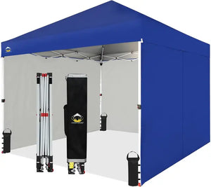 Durable 10x10 Commercial Canopy Tent, Instant Pop Up with Center Lock & 4 Walls