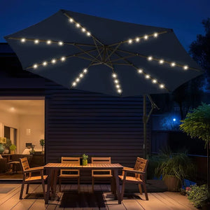 Deluxe 10ft Solar LED Offset Hanging Patio Umbrella - For Lawn, Garden, Poolside