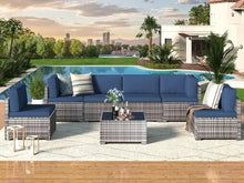 Load image into Gallery viewer, 5-Piece Rattan Wicker Outdoor Sectional Furniture Set - Cushions, Tea Table