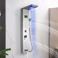 Load image into Gallery viewer, Multi-Function Shower Panel Tower - Stainless Steel Rainfall Waterfall System