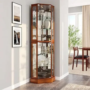 Living Room Display Cabinet - Triple Glazed Tempered Glass Doors & Shelves