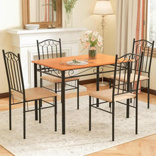 Load image into Gallery viewer, Dining Table Set for 4 - Metal Frame Kitchen Table and Padded Seat Chairs