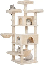 Load image into Gallery viewer, Large 66.3 Inch Cat Tower Multi-Level with Plush Top Perches Sisal Scratching Post Play House